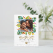 結婚式で日付を保存 |トロピカルフォト縁ど ポストカード (スタンド正面)