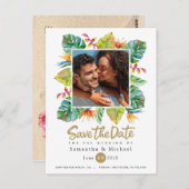 結婚式で日付を保存 |トロピカルフォト縁ど ポストカード (正面/裏面)