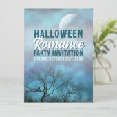 結婚式とハロウィンのためのゴシックブルーフルムーン 招待状 (スタンド正面)