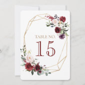 結婚式と披露宴の花のテーブル番号カード 招待状 (正面)
