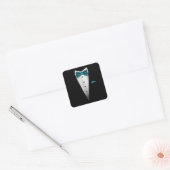 結婚式と蝶ネクタイ付きタキシードのデザイン スクエアシール (封筒)