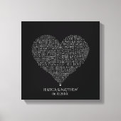 結婚式と記念日のためのワードクラウド キャンバスプリント (正面)