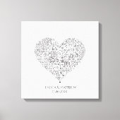 結婚式と記念日のためのワードクラウド キャンバスプリント (正面)