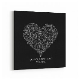 結婚式と記念日のためのワードクラウド キャンバスプリント