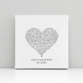 結婚式と記念日のためのワードクラウド キャンバスプリント