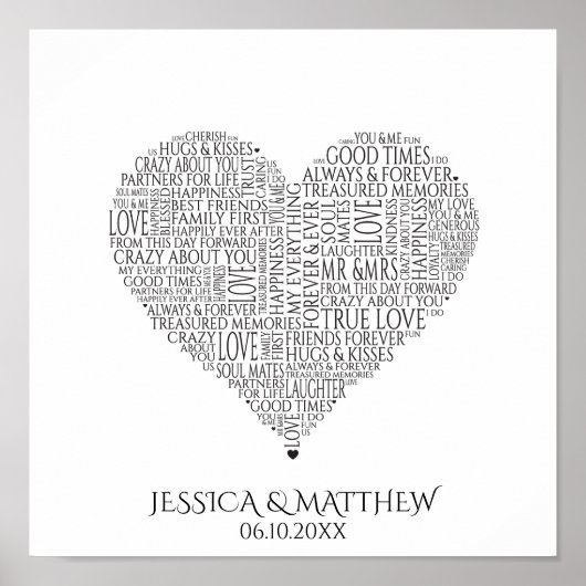 結婚式と記念日のワードクラウド ポスター (正面)
