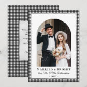 結婚式と輝き アーチフォト モノクロチェック柄 シーズンカード (正面/裏面)