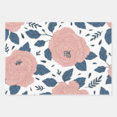 結婚式にぴったりなかわいい色と花のデザイン ラッピングペーパーシート (正面)