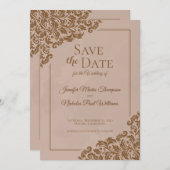 結婚式にぴったりなエレガントなクラシックデザインのカード - 花の装飾付き 招待状 (正面/裏面)