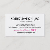 結婚式によっては花柄の花屋のダリアのピンクが開花します 名刺 (裏面)