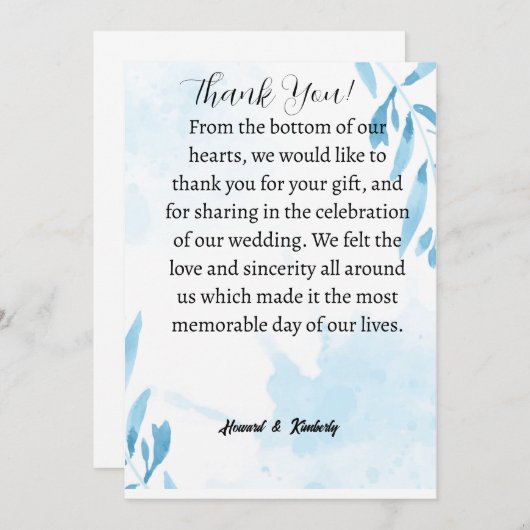 結婚式に出席してくれたことへの感謝のカード サンキューカード (正面/裏面)