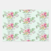 結婚式に名前を追加 花の水彩3 可愛い ラッピングペーパーシート (正面3)