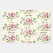 結婚式に名前を追加 花の水彩3 可愛い ラッピングペーパーシート (正面2)