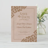 結婚式に花の装飾を添えたエレガントなクラシック 招待状 (スタンド正面)