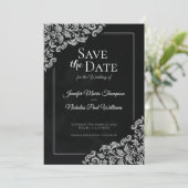 結婚式に花の装飾を添えたエレガントなクラシック 招待状 (スタンド正面)