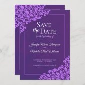 結婚式に花の装飾を添えたエレガントなクラシック 招待状 (正面/裏面)