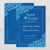 結婚式に花の装飾を添えたエレガントなクラシック 招待状 (正面/裏面)