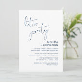 結婚式に逃げよう。パーティしよう、上品なネイビーブルーで。 招待状 (スタンド正面)