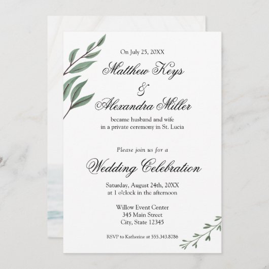 結婚式のお知らせと披露宴招待状 招待状 (正面/裏面)