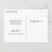 結婚式のお知らせ　白いカリグラフィー 案内ポストカード (裏面)