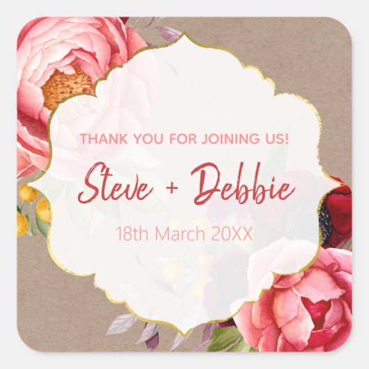 結婚式のお礼のリップバーム スクエアシール (正面)