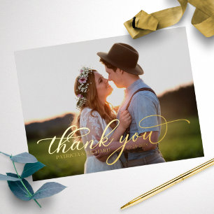 結婚式のお礼の写真箔押しポストカード 箔シーズンポストカード