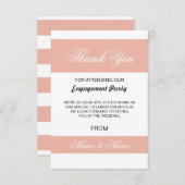 結婚式のお礼カード コーラルとホワイトのストライプ 招待状 (正面/裏面)