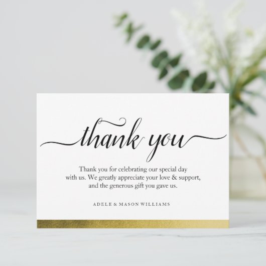 結婚式のお礼カード ゴールドホイルカード サンキューカード (スタンド正面)