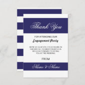 結婚式のお礼カード ネイビーとホワイトのストライプ サンキューカード (正面/裏面)