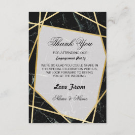 結婚式のお礼カード ブラックマーブル ゴールド サンキューカード