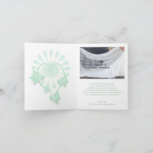 結婚式のお礼カード ペッパーミントの蝶 サンキューカード (内部)