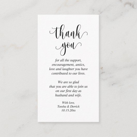 結婚式のお礼カード モダンスクリプト封入カード エンクロージャーカード (正面)