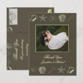 結婚式のお礼カード、写真テンプレート ポストカード (正面/裏面)