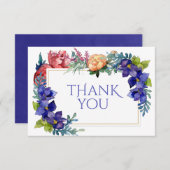 結婚式のお礼カード 幸せ 水彩 花 出欠カード (正面/裏面)