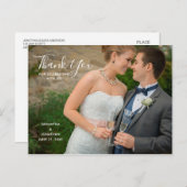 結婚式のお礼カード（横写真） | おしゃれな筆記体 インビテーションポストカード (正面/裏面)