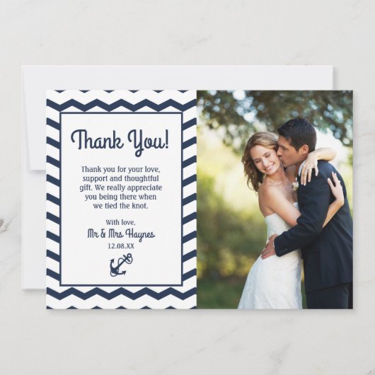 結婚式のお礼カード , 海事用フラットカード サンキューカード (正面)