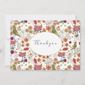 結婚式のお礼カード 鳥、花 夏 招待状 (正面)