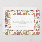 結婚式のお礼カード 鳥、花 夏 招待状 (裏面)