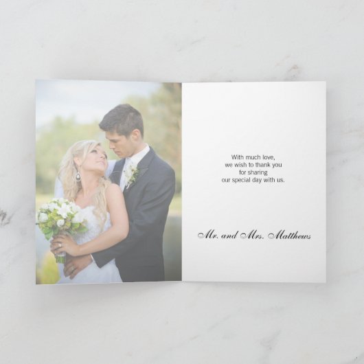 結婚式のお礼フォト折りたましカード| ホワイトスクリプト サンキューカード (内部)