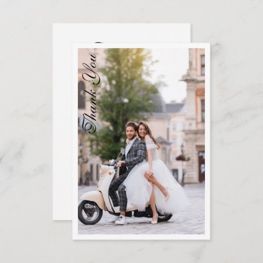 結婚式のお礼フォト 現代的 シンプル エレガント サンキューカード (正面/裏面)