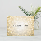 結婚式のお礼メモ ゴールドグリッター ライト サンキューカード (スタンド正面)