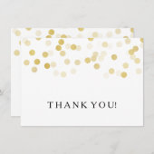 結婚式のお礼メモ ゴールドホイル グリッター ライト サンキューカード (正面/裏面)