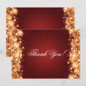 結婚式のお礼メモ スパークリングライト ゴールド サンキューカード (正面/裏面)