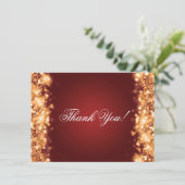 結婚式のお礼メモ スパークリングライト ゴールド サンキューカード (スタンド正面)