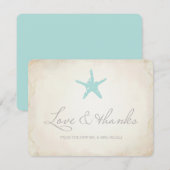 結婚式のお礼状カード、ビーチウェディング 招待状 (正面/裏面)