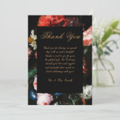 結婚式のお礼状 カード 赤 黒 花柄 (スタンド正面)