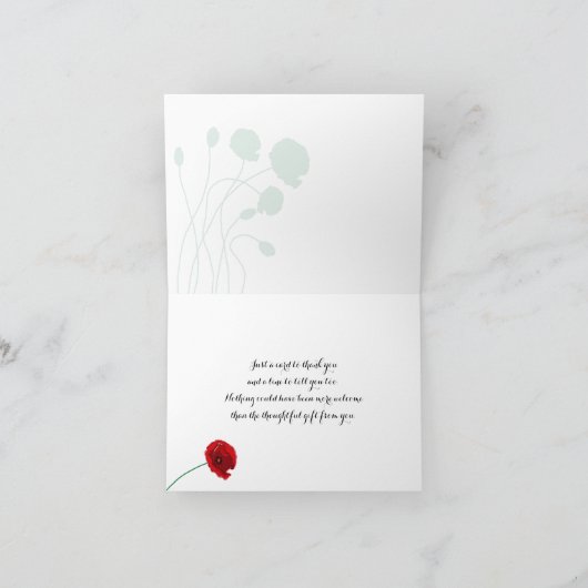 結婚式のお礼状 | 赤いケシの花 サンキューカード (内部)