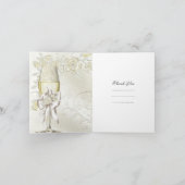 結婚式のお礼金 クリームパール フローラル ローズ サンキューカード (内部)