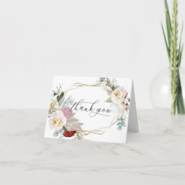 結婚式のお礼 | アイボリーとバーガンディの花 サンキューカード