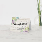 結婚式のお礼 サボテン植物 ラスティック ウッド サンキューカード (正面)